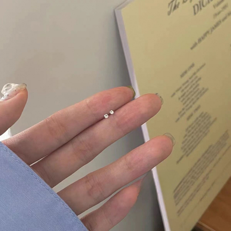 Naušnice od 925 srebra s rhinestones – minimalistične, kompaktne, unisex, za svakodnevno nošenje