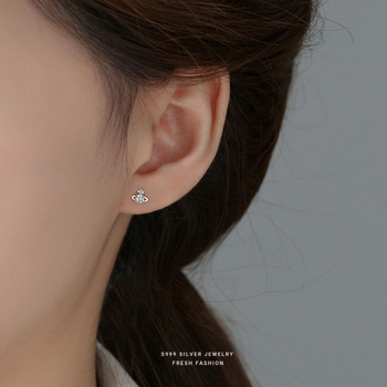 Cercei geometrici din argint 925 cu zirconiu – stil light luxury, Yun xiaoshu