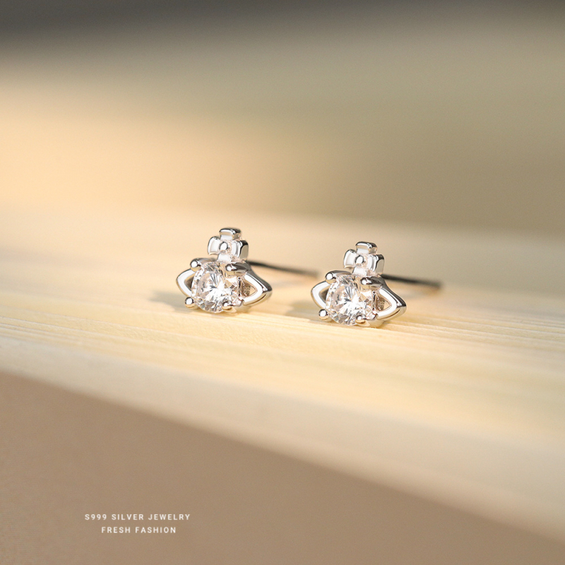 Cercei geometrici din argint 925 cu zirconiu – stil light luxury, Yun xiaoshu
