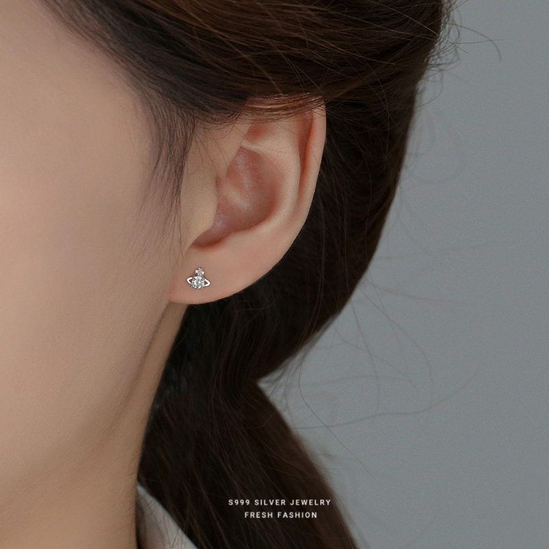 Cercei geometrici din argint 925 cu zirconiu – stil light luxury, Yun xiaoshu