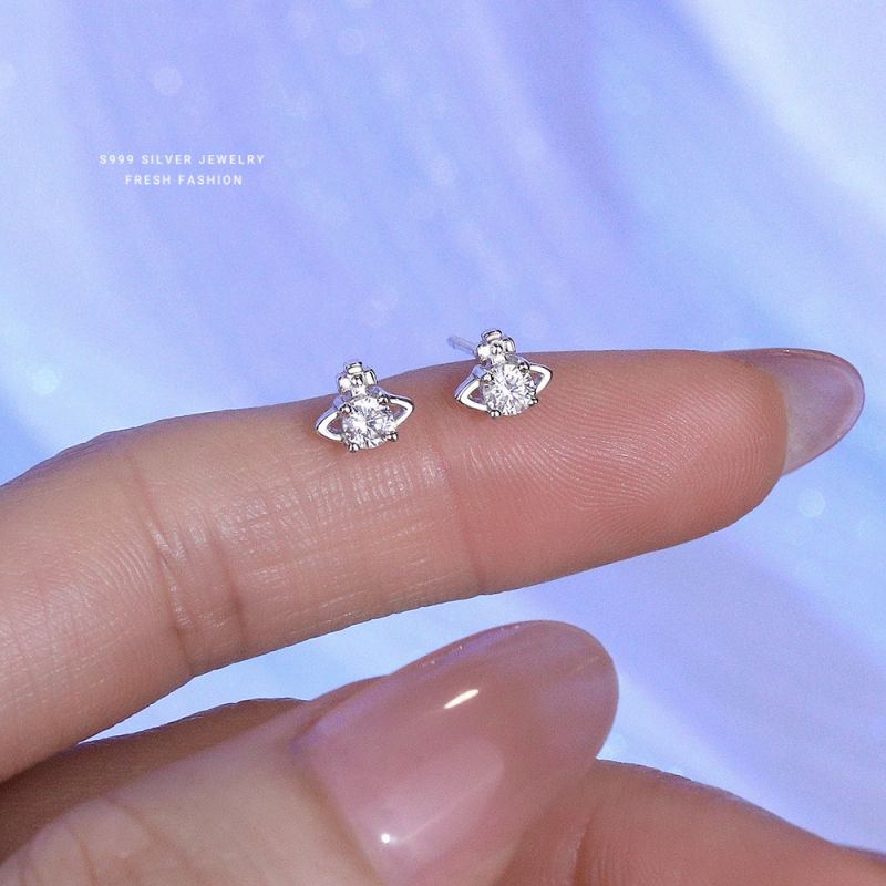Cercei geometrici din argint 925 cu zirconiu – stil light luxury, Yun xiaoshu