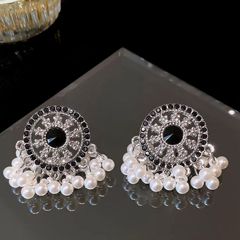 Naušnice - Miao etničke dijamantne biserne naušnice, legura, dijamantna obrada, za žene