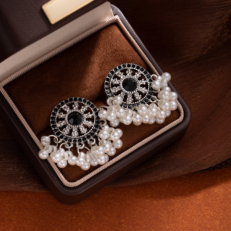 Naušnice - Miao etničke dijamantne biserne naušnice, legura, dijamantna obrada, za žene