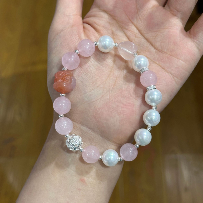 Narukvica s motivom plesa lava, staklene perle, biserni detalji, Xinchen, unisex, kineski stil
