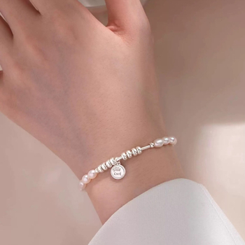 Narukvica od srebra 925 s kolutnim perlama i prirodnim slatkovodnim perlama, ručna izrada, geometrijski stil, luksuzni ženski nakit