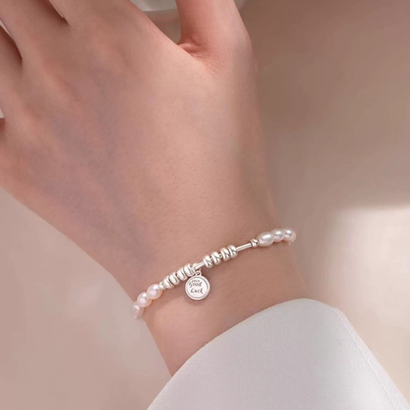 Narukvica od srebra 925 s kolutnim perlama i prirodnim slatkovodnim perlama, ručna izrada, geometrijski stil, luksuzni ženski nakit