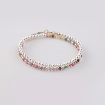 Narukvica s dvostrukim slojem turmalinskih perlica za žene, ručna izrada, lagani luksuz, dodatak za ruku (Materijal: Turmalin; Stil: Žene; Sloj: Dva; Poreklo: Shantwei)