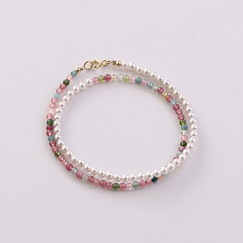 Narukvica s dvostrukim slojem turmalinskih perlica za žene, ručna izrada, lagani luksuz, dodatak za ruku (Materijal: Turmalin; Stil: Žene; Sloj: Dva; Poreklo: Shantwei)