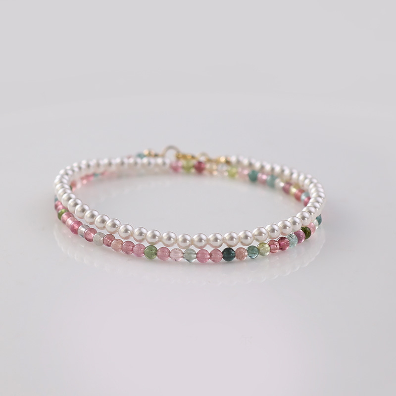 Narukvica s dvostrukim slojem turmalinskih perlica za žene, ručna izrada, lagani luksuz, dodatak za ruku (Materijal: Turmalin; Stil: Žene; Sloj: Dva; Poreklo: Shantwei)