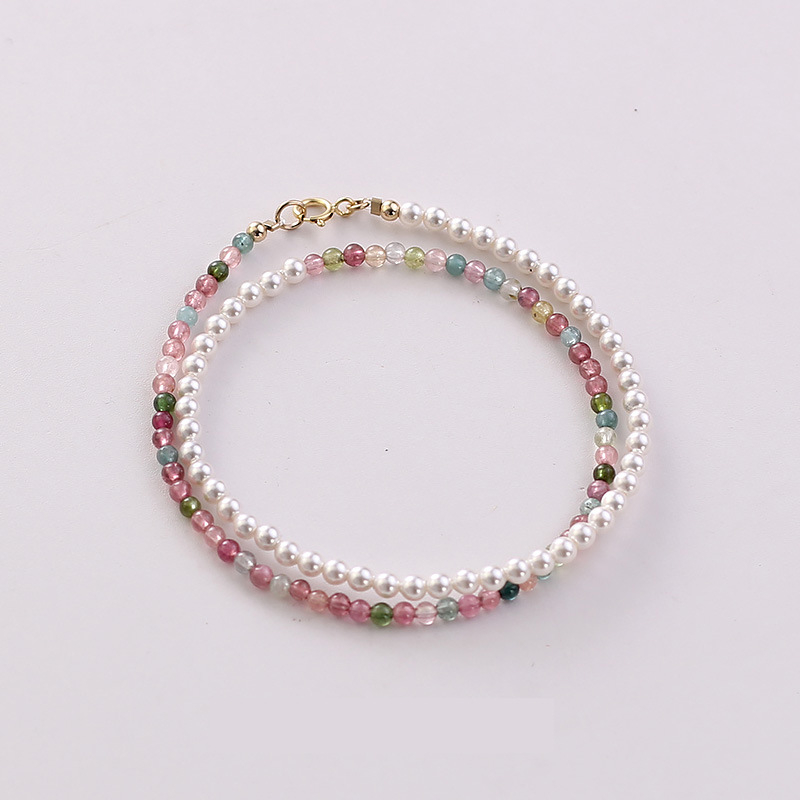 Narukvica s dvostrukim slojem turmalinskih perlica za žene, ručna izrada, lagani luksuz, dodatak za ruku (Materijal: Turmalin; Stil: Žene; Sloj: Dva; Poreklo: Shantwei)