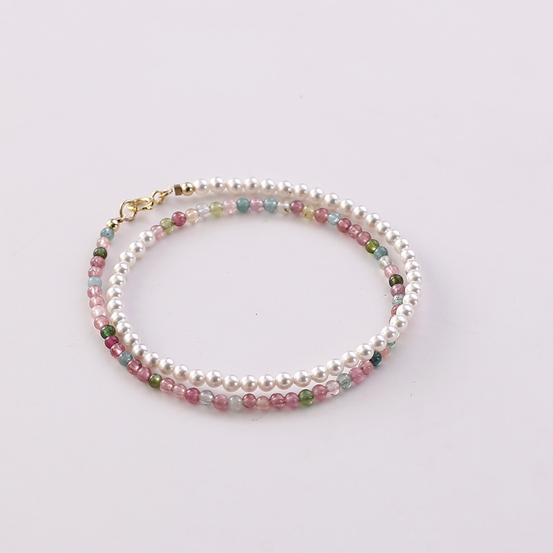 Narukvica s dvostrukim slojem turmalinskih perlica za žene, ručna izrada, lagani luksuz, dodatak za ruku (Materijal: Turmalin; Stil: Žene; Sloj: Dva; Poreklo: Shantwei)