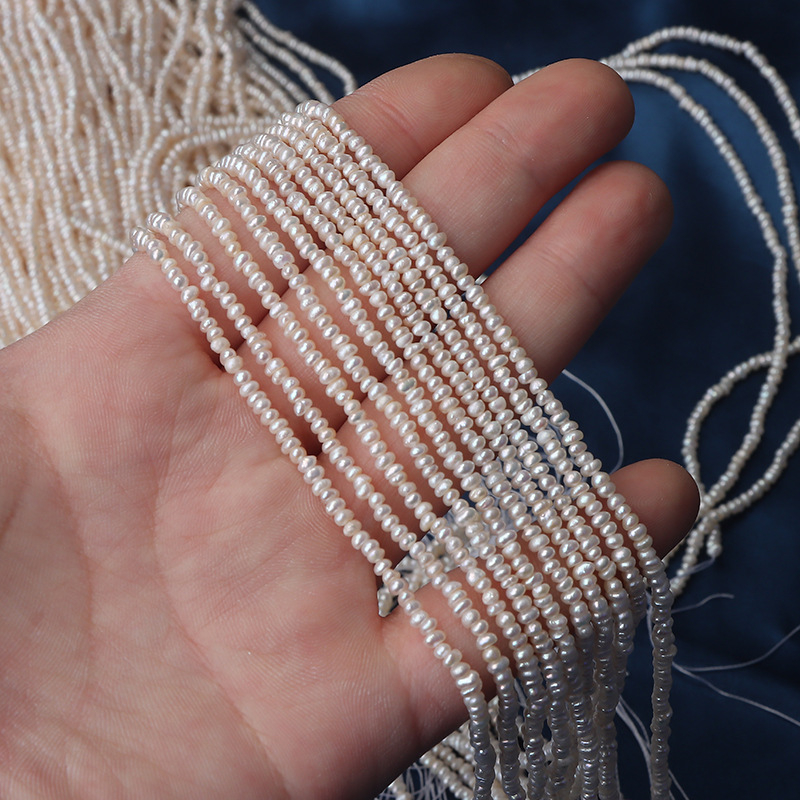 Édesvízi lapos gyöngyök – nyers gyöngyök, DIY félkész termék, kb. 37-38 cm hosszú szál, márka Zhenzhen