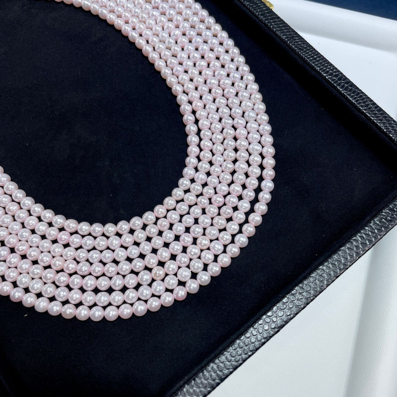 Ogrlica od slatkovodnih bisera, gotovo okruglog oblika, srebro 925, Vanlen, Zhuji