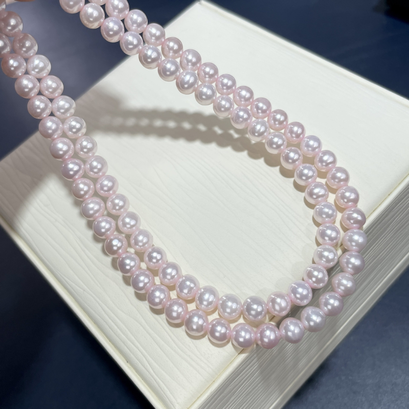 Ogrlica od slatkovodnih bisera, gotovo okruglog oblika, srebro 925, Vanlen, Zhuji