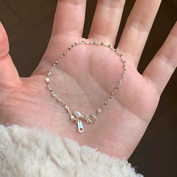 Brățară din argint 925 cu perle naturale de apă dulce, electroplacată, stil feminin coreean, design geometric, greutate aproximativă 0,65 g