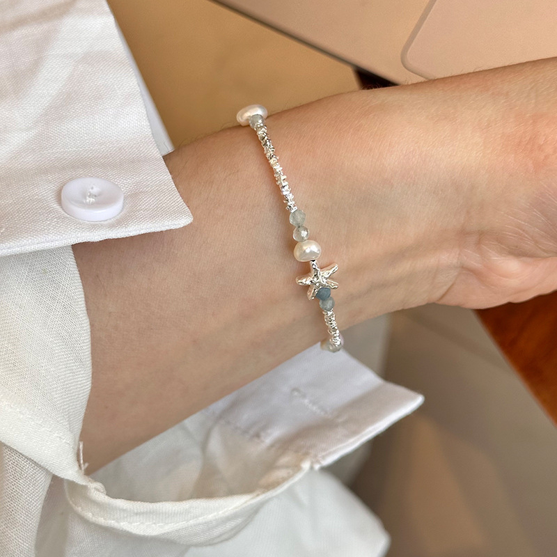 Brățară din 925 Sterling Silver, realizată manual, stil minimalist feminin, formă de stea