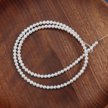 3-4 mm gotovo okrugle prirodne slatkovodne biserne perle za DIY ogrlicu, duljina oko 38–39 cm