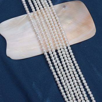 3-4 mm gotovo okrugle prirodne slatkovodne biserne perle za DIY ogrlicu, duljina oko 38–39 cm