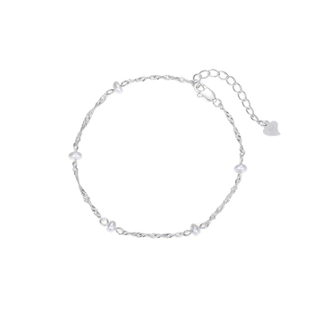 Brățară barocă cu perle pentru femei – argint 925, set cu perle, formă geometrică, lanț dublu rotativ, stil nișă