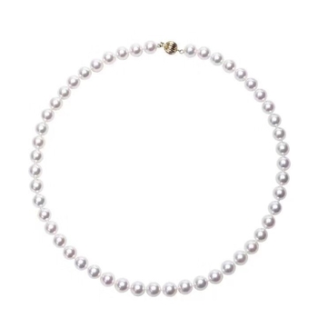 Fuqun Jewelry ogrlica od slatkovodnih bisera, gotovo okrugla, bijela, 8–9 mm, jednostavan stil, duljina 41–50 cm, s blagim nedostatkom