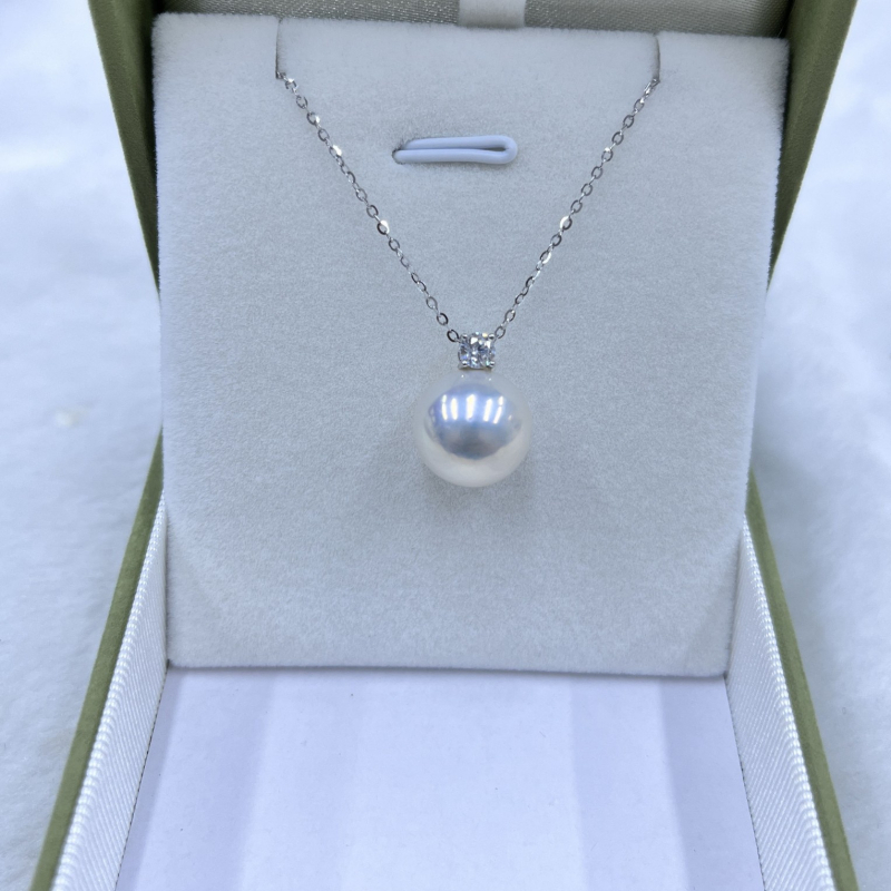 Vanlina Ogrlica od slatkovodnih perli, 11–12 mm savršeno okrugla, Aurora sjaj, inspirirano Princessom Dianom, privjesak od srebra 925
