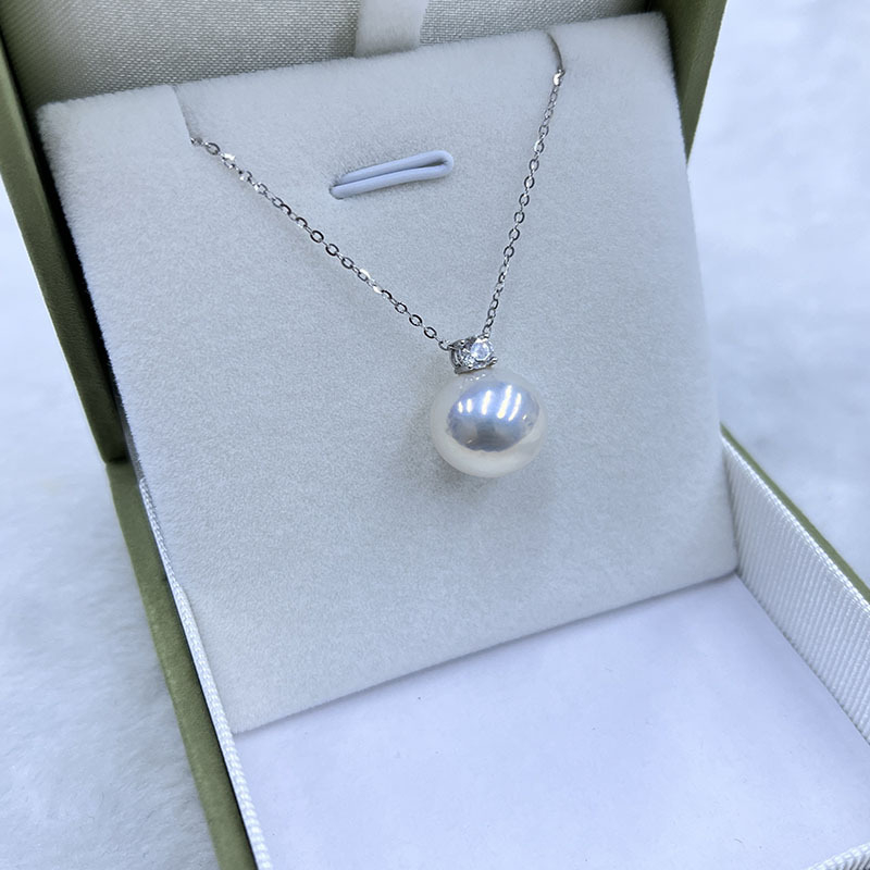 Vanlina Ogrlica od slatkovodnih perli, 11–12 mm savršeno okrugla, Aurora sjaj, inspirirano Princessom Dianom, privjesak od srebra 925