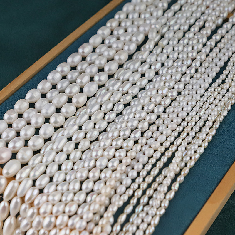 Prirodni slatkovodni biseri – perle u obliku riže, 2–10 mm, za DIY nakit, prirodno bijele