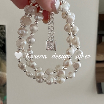 Brățară din argint S925 cu perlă naturală pentru femei • Stil simplu și elegant • Finisaj lucios