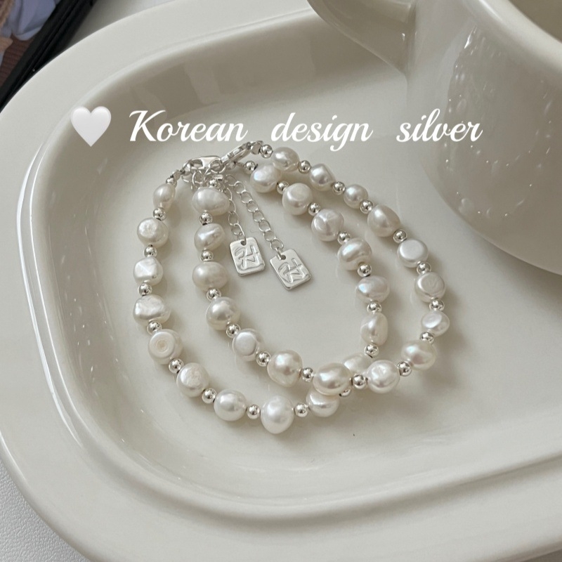 Brățară din argint S925 cu perlă naturală pentru femei • Stil simplu și elegant • Finisaj lucios