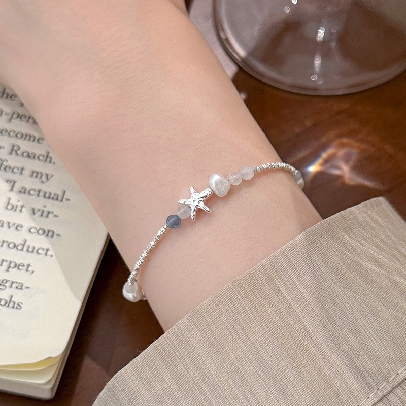 Brățară din argint 925 cu perle naturale, formă de stea, stil nișă pentru femei