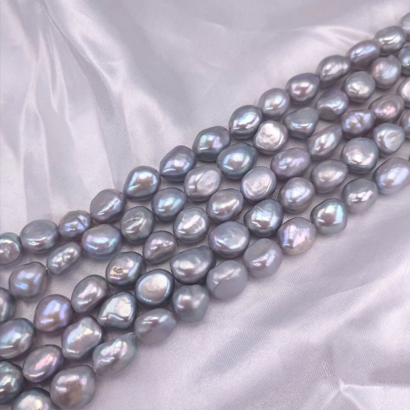 Frissvízi barokk gyöngyök – függőleges lyuk, kétoldalas, nyers kő stílus