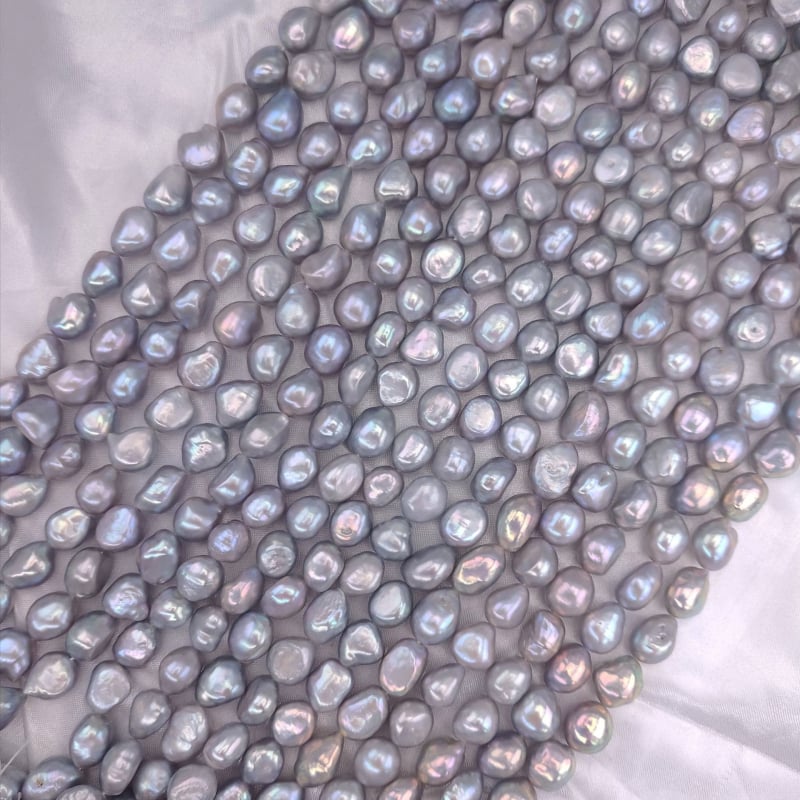 Frissvízi barokk gyöngyök – függőleges lyuk, kétoldalas, nyers kő stílus