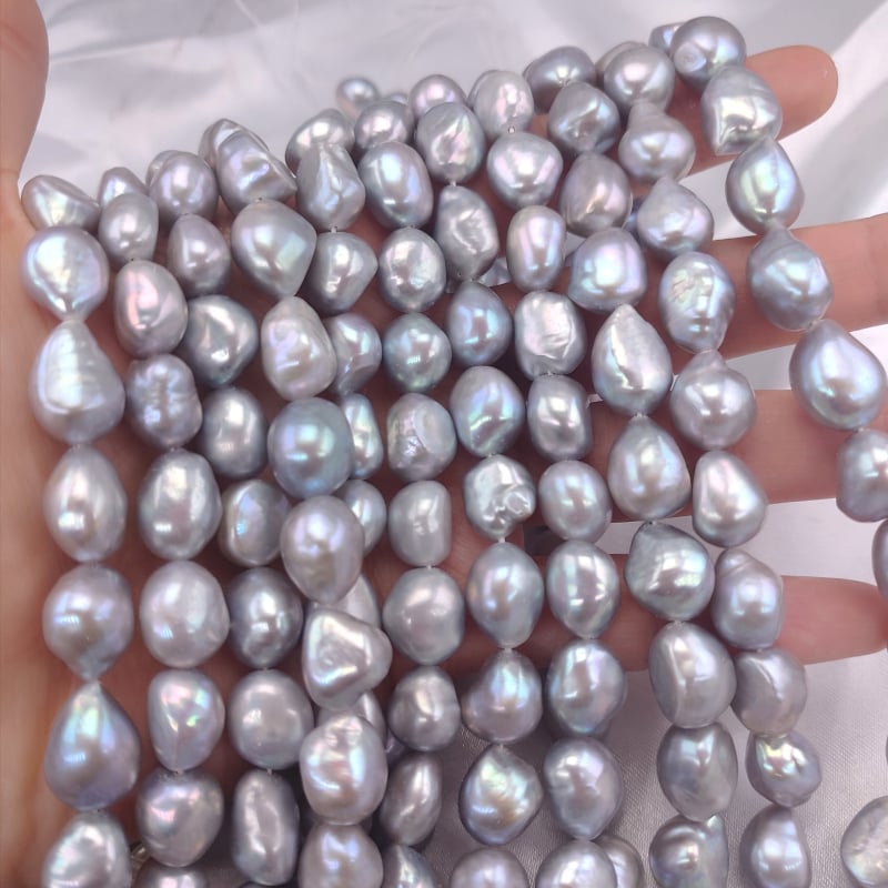 Frissvízi barokk gyöngyök – függőleges lyuk, kétoldalas, nyers kő stílus