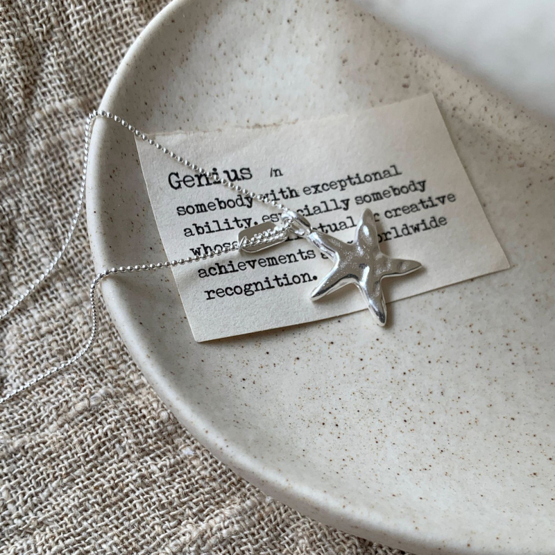 Colier cu stea de mare din argint 925, perle naturale de apă dulce, lanț obișnuit, 41–50 cm, pentru femei