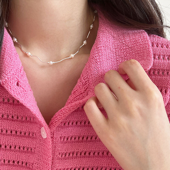 Colier din argint 925 cu mărgele segmentate, lungime reglabilă 21–50 cm, stil valuri, 5,6 g