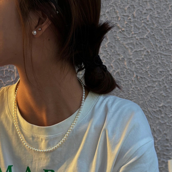 Colier din perle de apă dulce, perle cu formă perfect rotundă, închidere din argint 925, Saint Grace Jewelry, lansat vara 2025