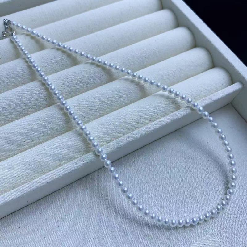 Colier din perle de apă dulce, perle cu formă perfect rotundă, închidere din argint 925, Saint Grace Jewelry, lansat vara 2025