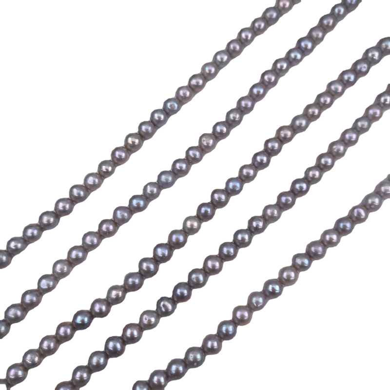Prirodna slatkovodna perla, siva, 7 mm, gotovo okrugla, kamen za DIY nakit