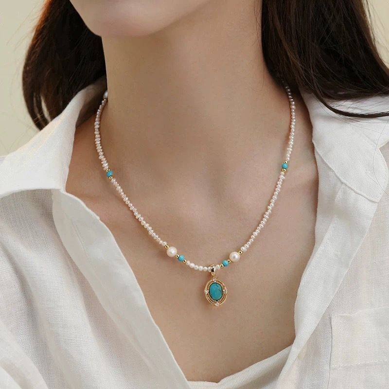 Ogrlica s geometrijskim privjeskom, privjesak od 18K zlata, kukurični lanac, unisex, pastoralni stil.