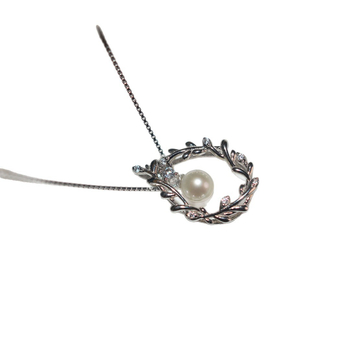 Colier din argint 925 cu perle naturale de apă dulce, pandant geometric pe lanț claviculă, stil ușor lux, lungime reglabilă