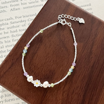 Brățară din argint 925, design cu floare, placare electroplatină, brand It's not too late, pentru femei, stil simplu