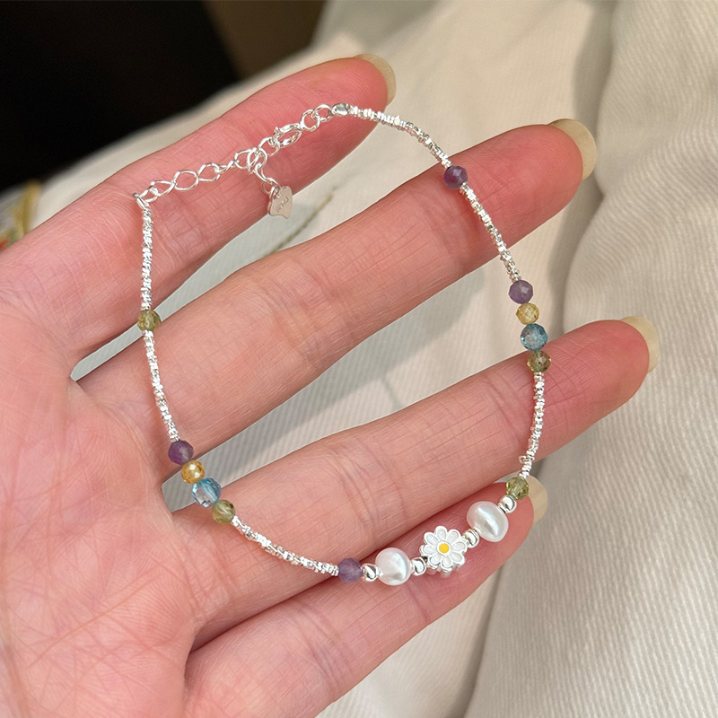 Brățară din argint 925, design cu floare, placare electroplatină, brand It's not too late, pentru femei, stil simplu