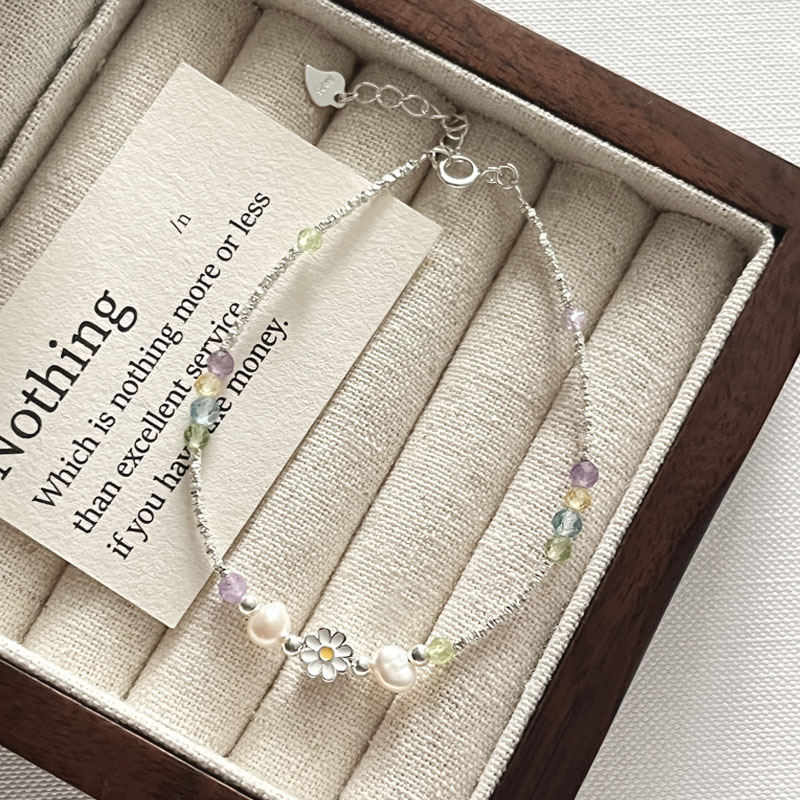 Brățară din argint 925, design cu floare, placare electroplatină, brand It's not too late, pentru femei, stil simplu