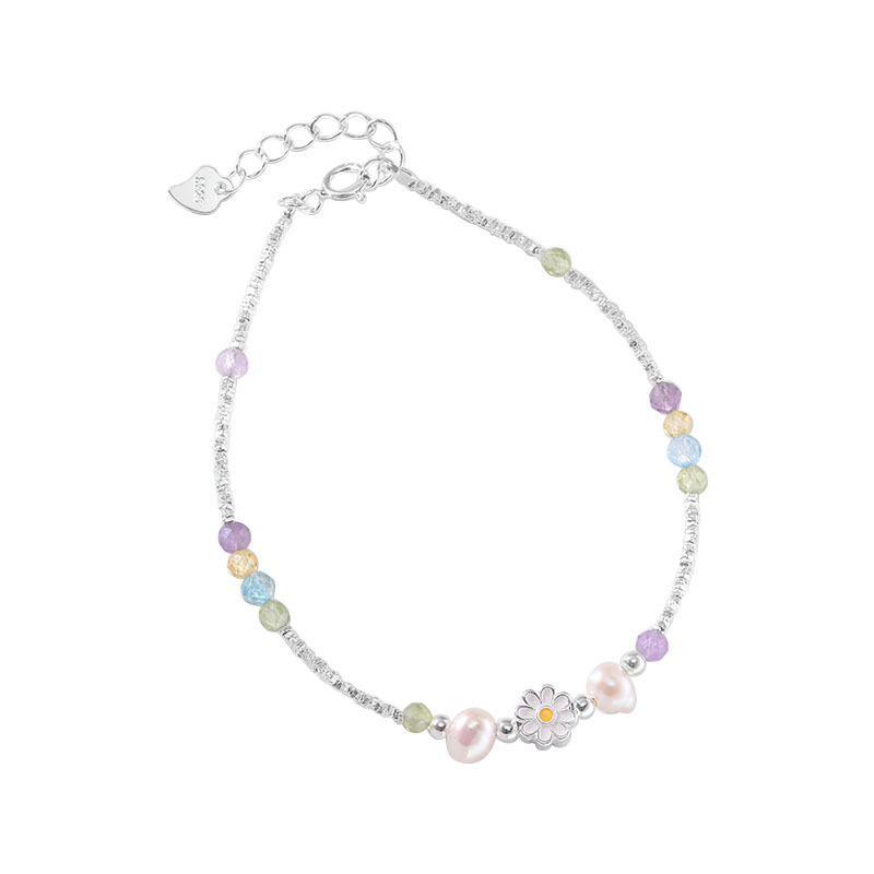 Brățară din argint 925, design cu floare, placare electroplatină, brand It's not too late, pentru femei, stil simplu