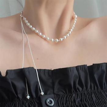 Colier cu lungime reglabilă 61–70 cm, pandantiv din argint 925, lanț din argint rupt, placare electroplatină