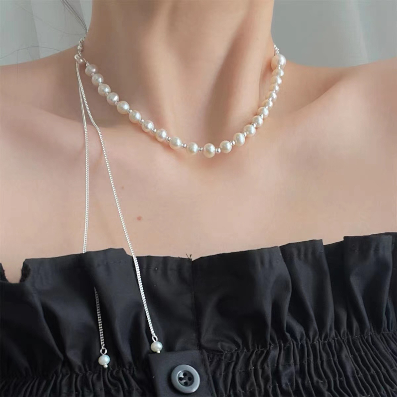 Colier cu lungime reglabilă 61–70 cm, pandantiv din argint 925, lanț din argint rupt, placare electroplatină