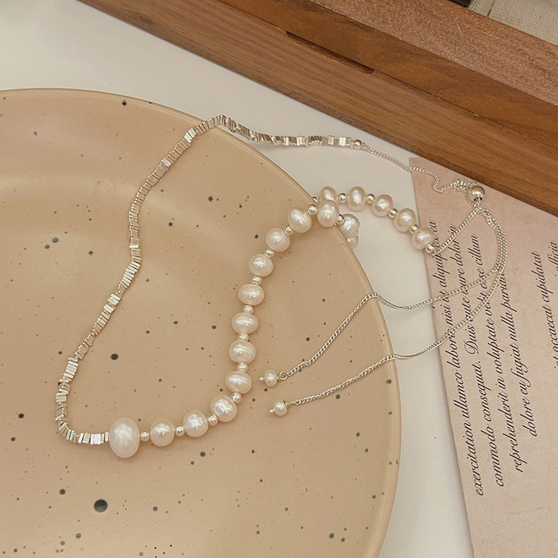 Colier cu lungime reglabilă 61–70 cm, pandantiv din argint 925, lanț din argint rupt, placare electroplatină