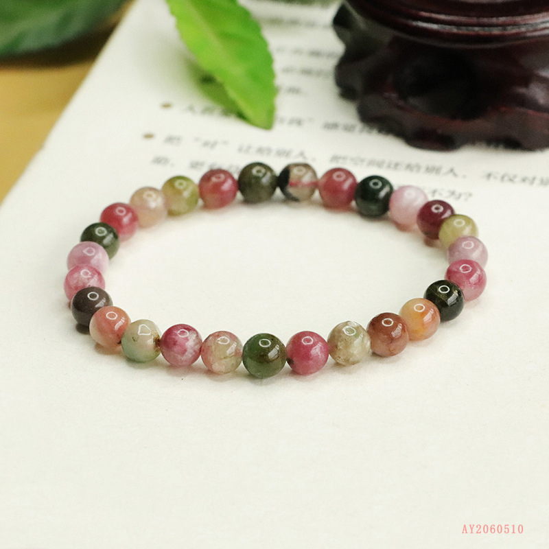 Narukvica od turmalina – minimalistički stil, polirani kuglice, bez ugradnje, tiskani logotip, mogućnost prilagodbe