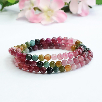 Narukvica od turmalina, višekružni dizajn s gradijentnim završetkom, polirani završetak, prilagodljiva, s tiskanim logom