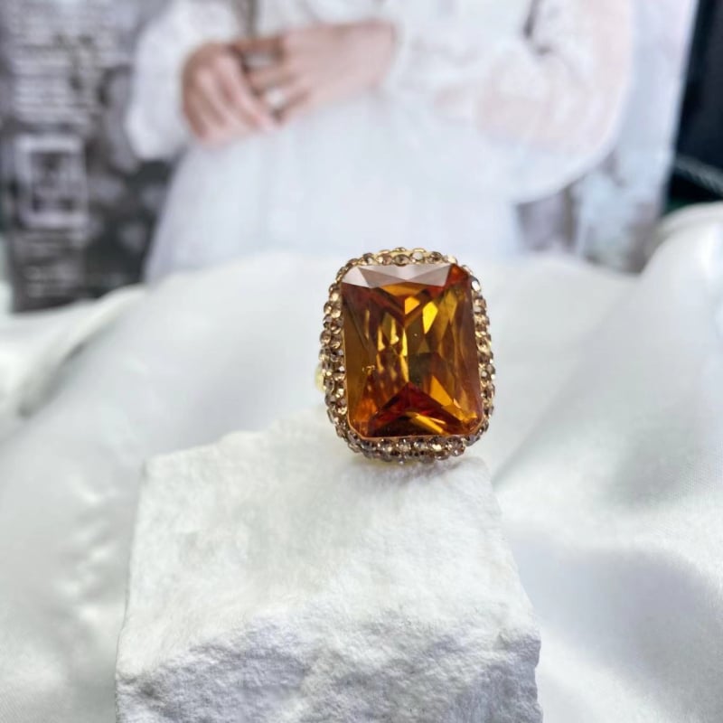 Prsten od prirodnog sudanskog kamena za žene, vintage geometrijski dizajn, otvoreni podesivi prsten